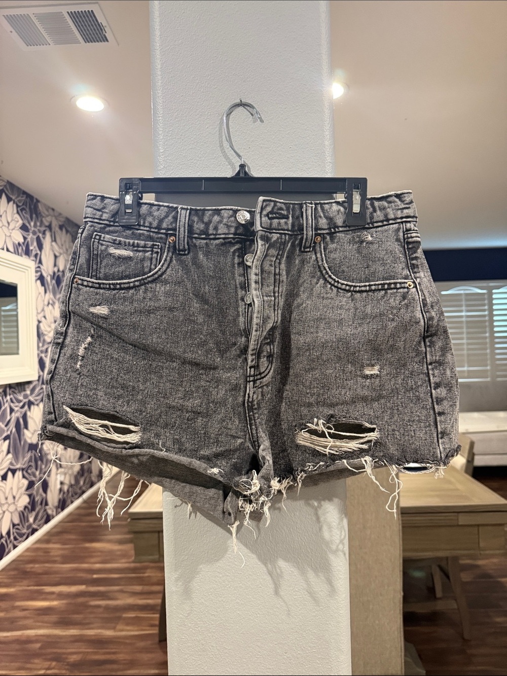 wild fable Washed Black High Rise Distressed Cutoff Denim Shorts